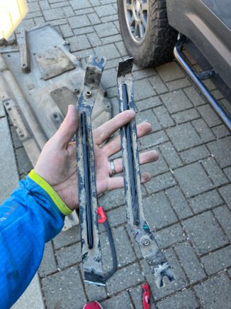 Rear metal bracket of cuts. This allows the bracket to be reused. 