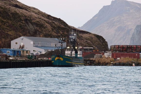 December 2015: Deadliest Catch vessels docked on other side of Dutch Harbor