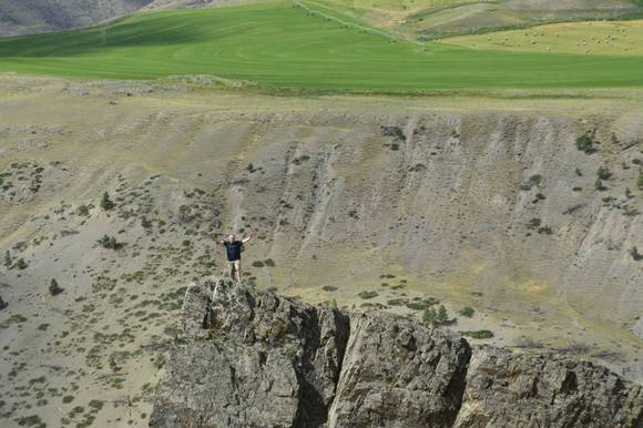 Our fearless leader Andy hamming it up, pretty close to a sheer drop all around him.  Lot of room up top though.