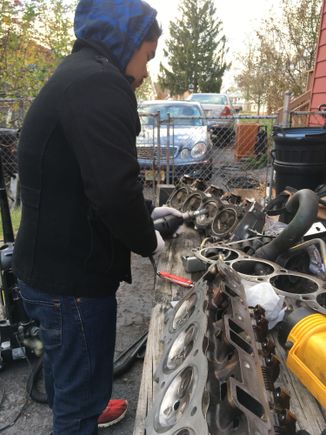 My son adding to the damage. Lol