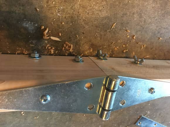 One half of the plate secured with 1/4-20 nuts and the other by wingnuts so you can undo them by hand.