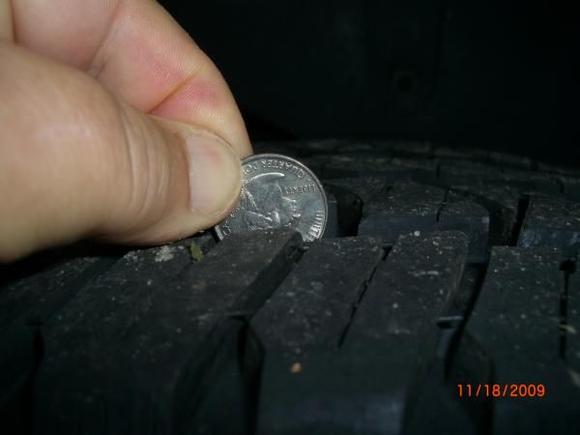 Deep tread,almost swallows half this quarter.