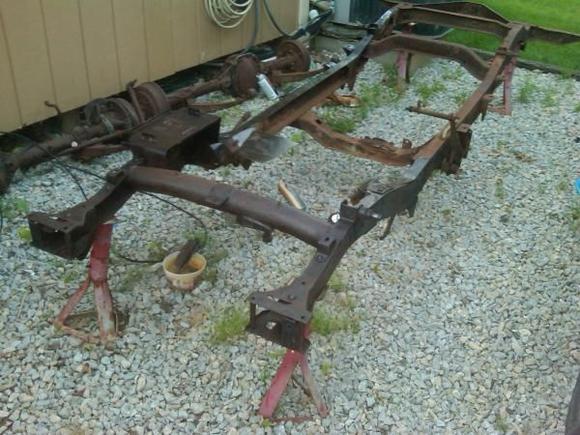 This is my 1946 willys that has been stripped and has a great body, that I put floors in thats going to hold the engine and drive train from the 1946