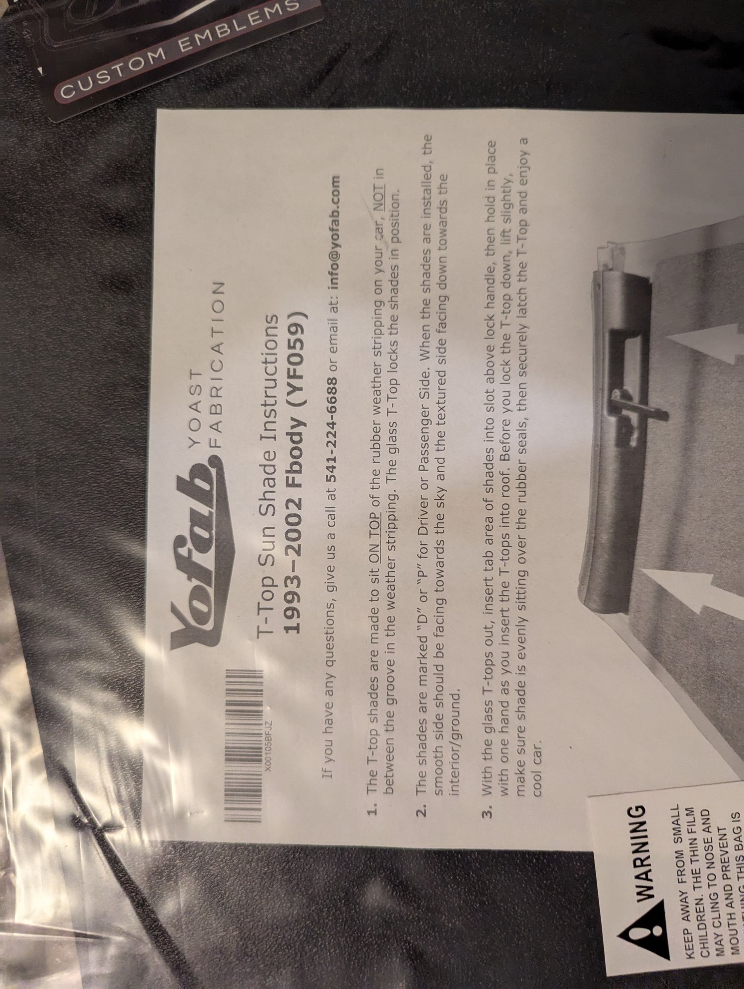 Interior/Upholstery - Yofab T-Top Sun Shades 93-02 Fbody YF059 New - New - 0  All Models - Columbia, MO 65202, United States
