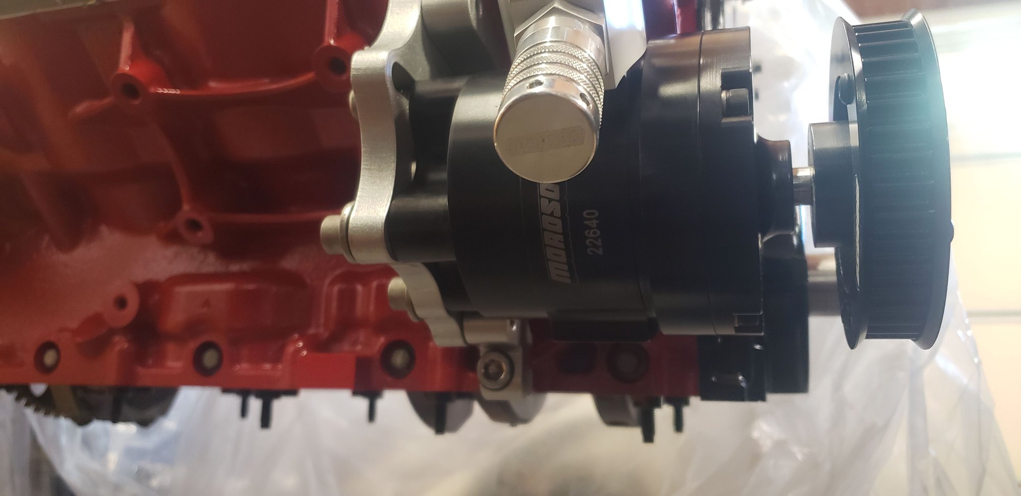 Moroso 3Vane Vacuum Pump Complete with AEI CNC AC low mount bracket