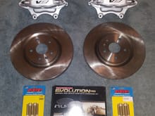 CTS-V brakes with 2010 Camaro SS rotors and ARP studs.
