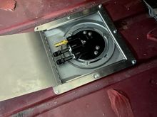 Not sure I ever shared the trap door I installed along with the Aeromotive stealth fuel tank. I’ve since made and install fuel lines and filter in the stock locations. Just need to mount vent for fuel tank. 