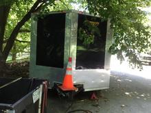 Front View on jack stands with my CTSV in it....