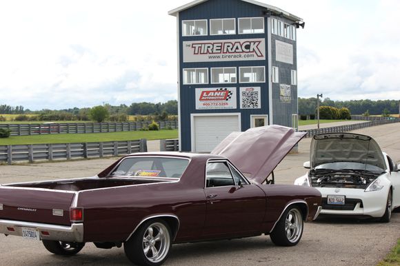 The El Camino between laps at Gingerman Raceway