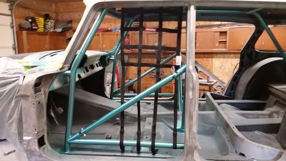 Cage painted and window net installed