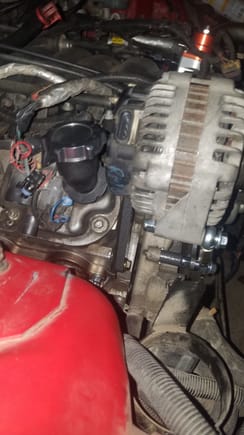 Alternator is relocated. the brakcets fit up nice and easy. the bely supplied though was too short. im suspecting the belt was for a stock ls1 alt, not a truck alt. gonna have to get a belt that id about 2 9nches longer. 