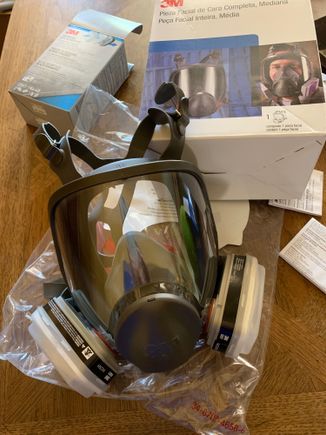 I used this full face 3M face mask respirator. I can’t rave enough at how awesome it was. It fit perfect and I never once smelled any of the paint fumes because it seals so much better than a standard half face respirator.