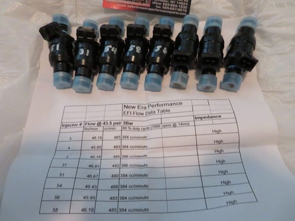 8x Lucas 42lb flow matched injectors: L621031cf - $200. I have the flow matching paperwork.