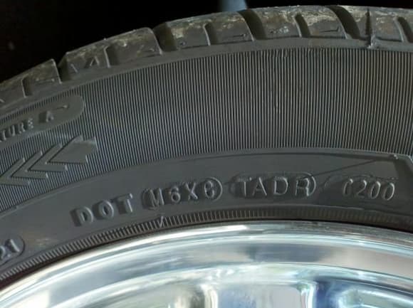 original tires, date coded 2nd week of 2000. all 4 tires have the same code. no dry rot or belt separation issues that I can see