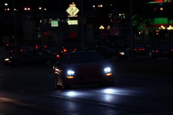 Cruising Woodward at night.  You can see the HID's.