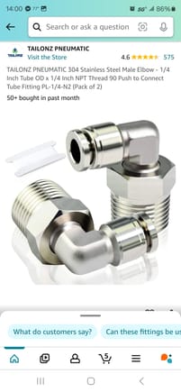 Ordered these fittings for the intake so i can remote mount the map sensor. 