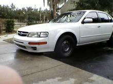 A view of my car with the painted wheels.