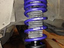 New rear H&amp;R spring, KYB GR-2 strut, moog mount, rubber sleeve (bottom), OEM bump stop