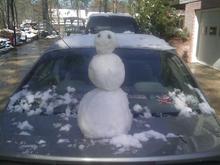 Snowman on the car