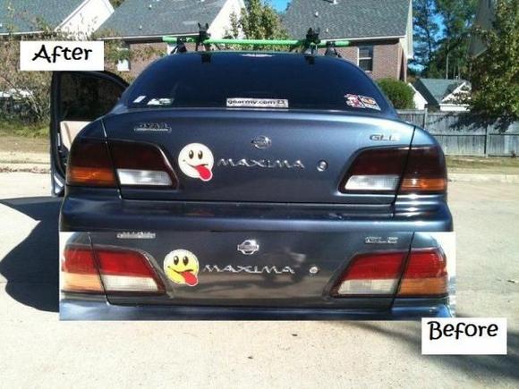 Custom tinting of taillights before and after