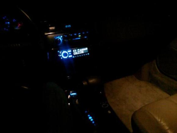 radio and gear light are a lighter in tone of blue will change soon also i have already said this but if anyone knows where to get a blue led display clock that would be nice this one is not the color i want.