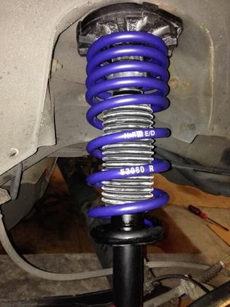 New rear H&amp;R spring, KYB GR-2 strut, moog mount, rubber sleeve (bottom), OEM bump stop