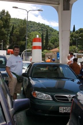 On a ferry in Montenegro.