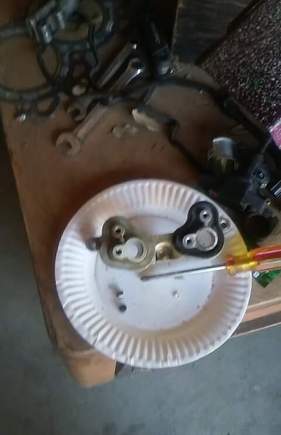 2 dowl pins and 3bolts. To hold it in place