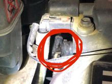 Area where coolant leaks