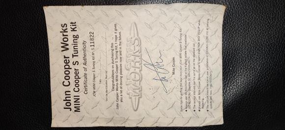 JCW Certificate of Authenticity