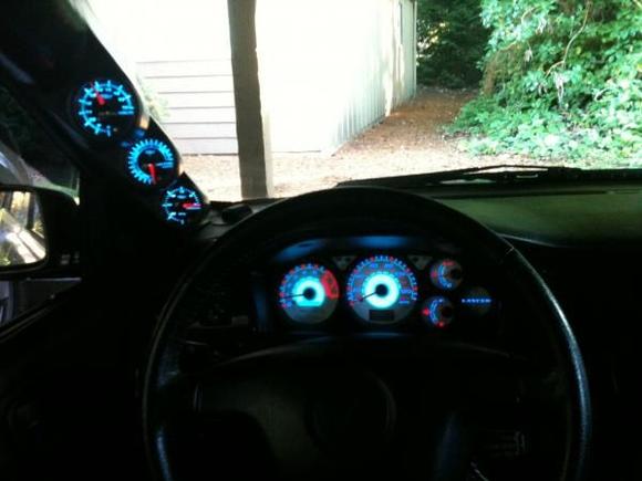 just after halo gauge cluster &amp; glowshift triple pillar pod install ( i have since then got prosport evo gauges just waiting for rrm turbo to install)