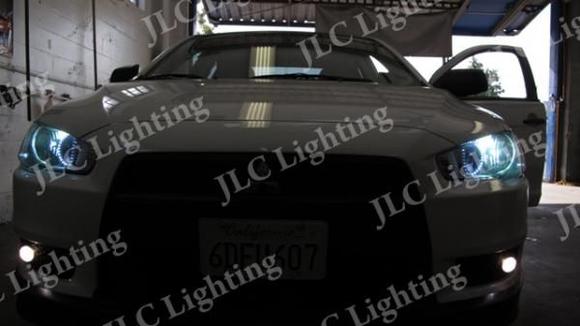 Front Look of Evo X with LED Angel Eyes