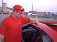 Dale Earnhardt Jr Autographing me and my Wifes Red 01 Monte Carlo SS