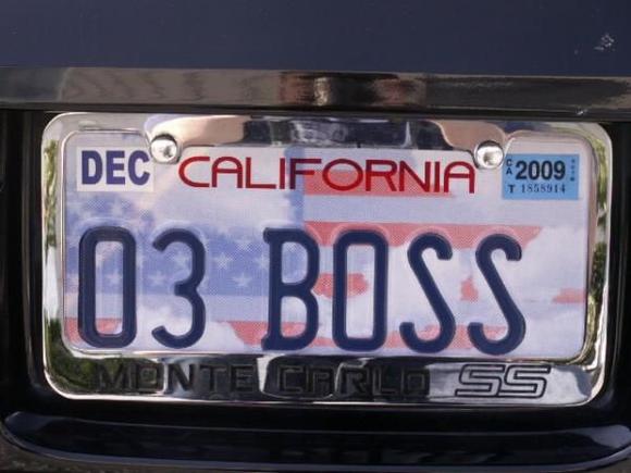 my new personalized plate.

03 BOSS  
california 9/11 memorial plate