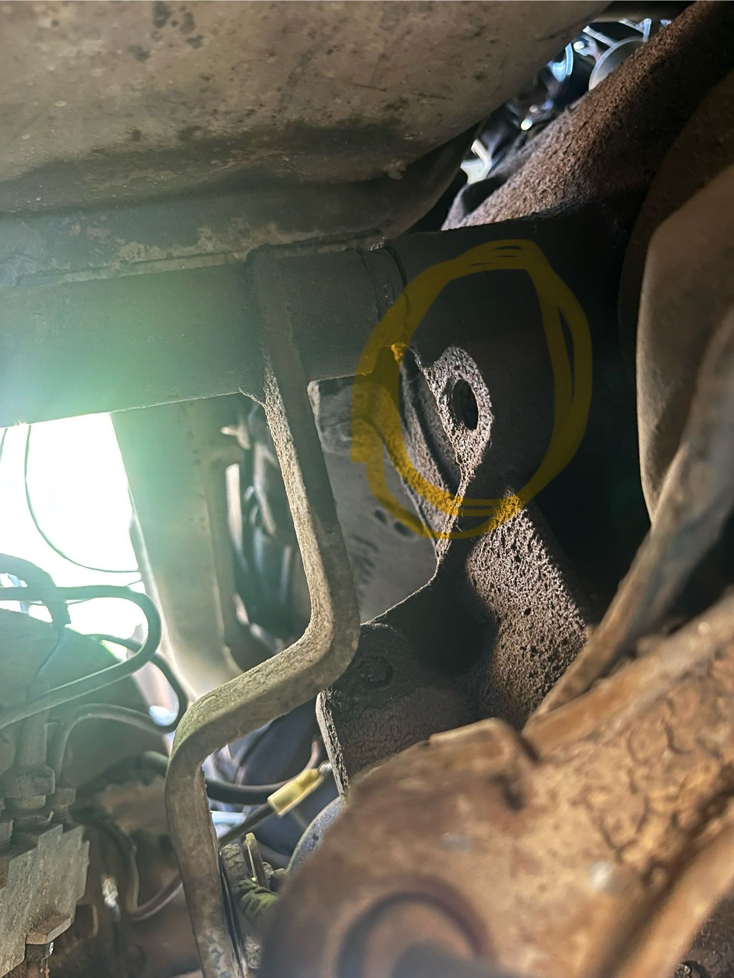 One of the first things I read to look for on a 4speed was to ensure I had a good reverse light switch. However, not being familiar with this truck Im not exactly sure, but is the highlighted area the hole where a reverse switch should thread into the housing?
