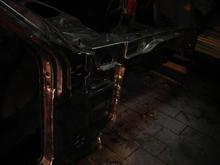 Took a lot of rust and pain of already. About 1/4 of the car is done.