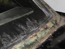 back window shot 2 beneath vinyl on 1967 Plymouth fury III