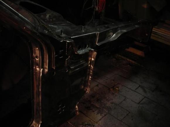 Took a lot of rust and pain of already. About 1/4 of the car is done.