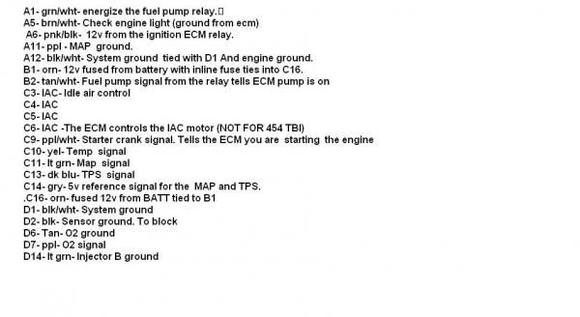 wire pin out for TBI- Chevy 5.7l ecu