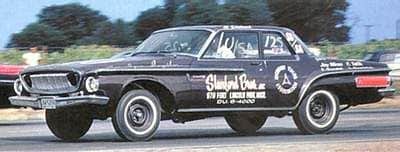 1962 Dodge 330 413 Short Ram 2 Door Sedan Drag Race Car, Stamford Brothers Dodge Black Frt Qtr