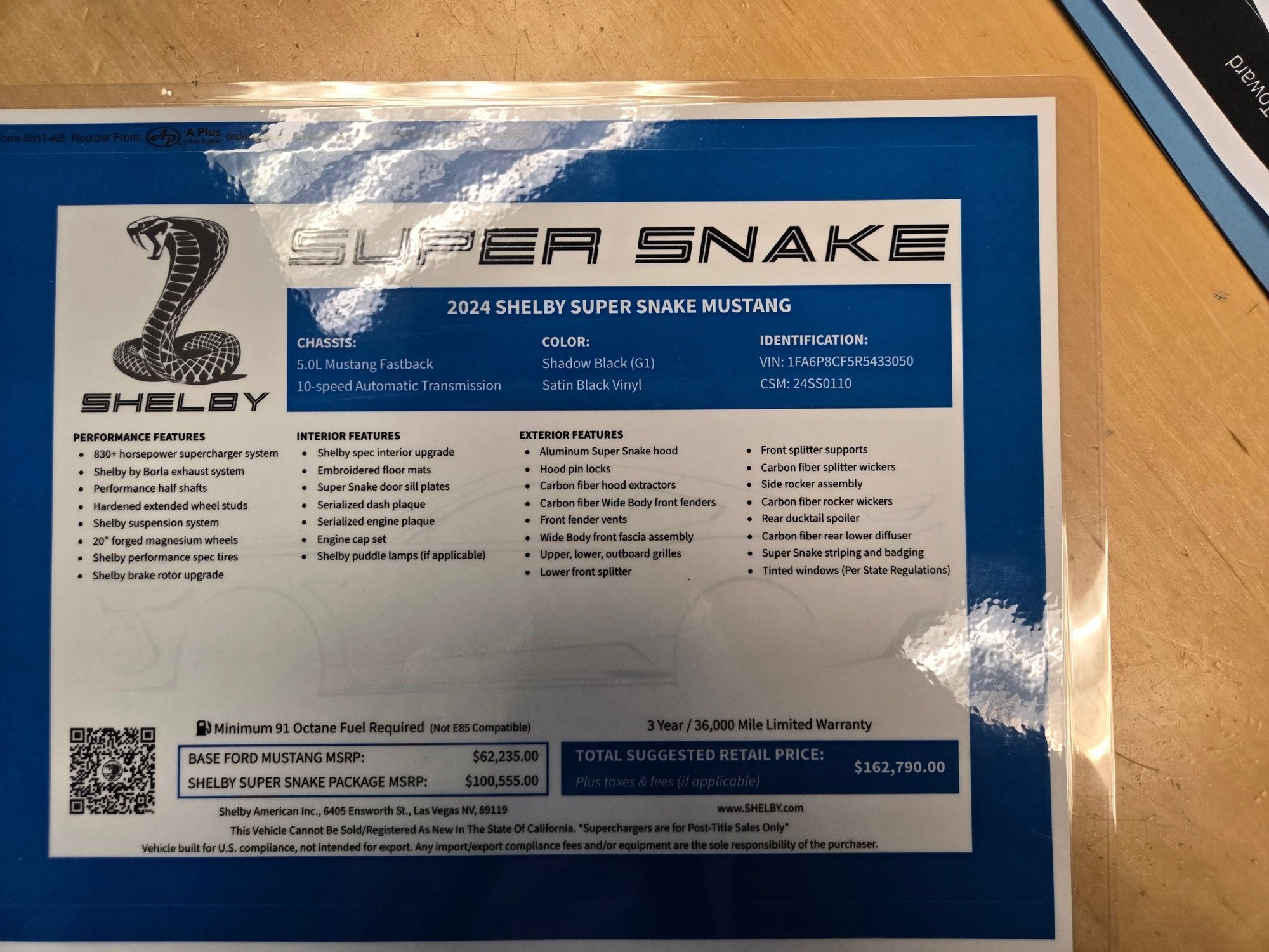 2024 Ford Mustang - BRAND NEW 2024 FORD MUSTANG SHELBY SUPER SNAKE - New - VIN 1FA6P8CF5R5433050 - 8 cyl - 2WD - Automatic - Coupe - Black - Virginia Beach, VA 23452, United States