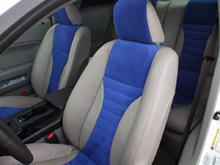 Blue suede leather seats