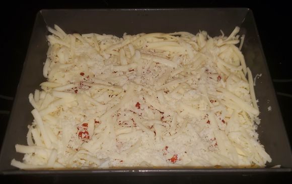 fresh grated Motz and pecorino