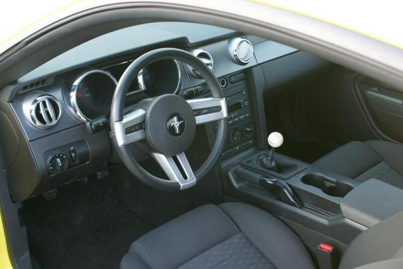 Yellow Mustang interior