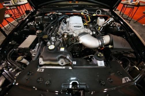 The Magnacharger supercharger kit installed on our Mustang.