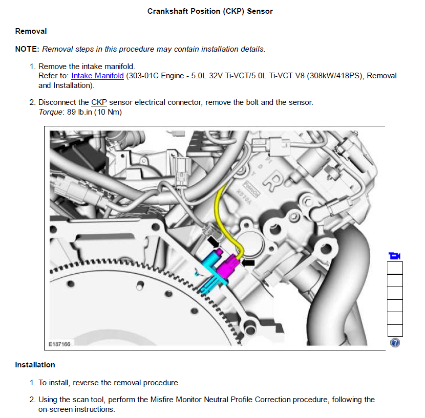 Crankshaft position sensor 2015 Mustang GT