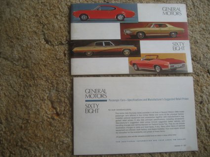 1968 GM Cars Brochure and Prices