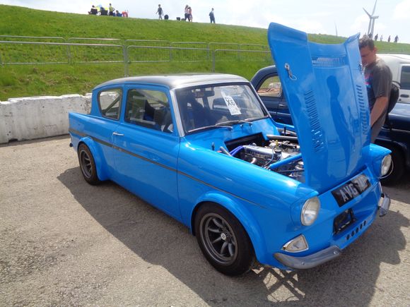 Mean looking Anglia 105e with space framed front end.