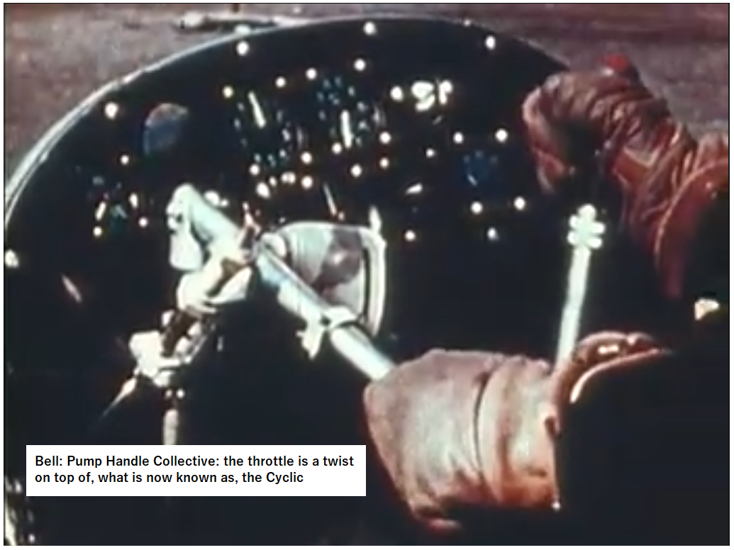 Early Helicopter Control Layout - the Pump Handle Collective in the pilots left hand