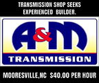 HELP WANTED !! Transmission Shop Seeks Experienced  Builder